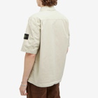 Stone Island Men's Stretch-TC Garment Dyed Short Sleeve Overshirt in Plaster