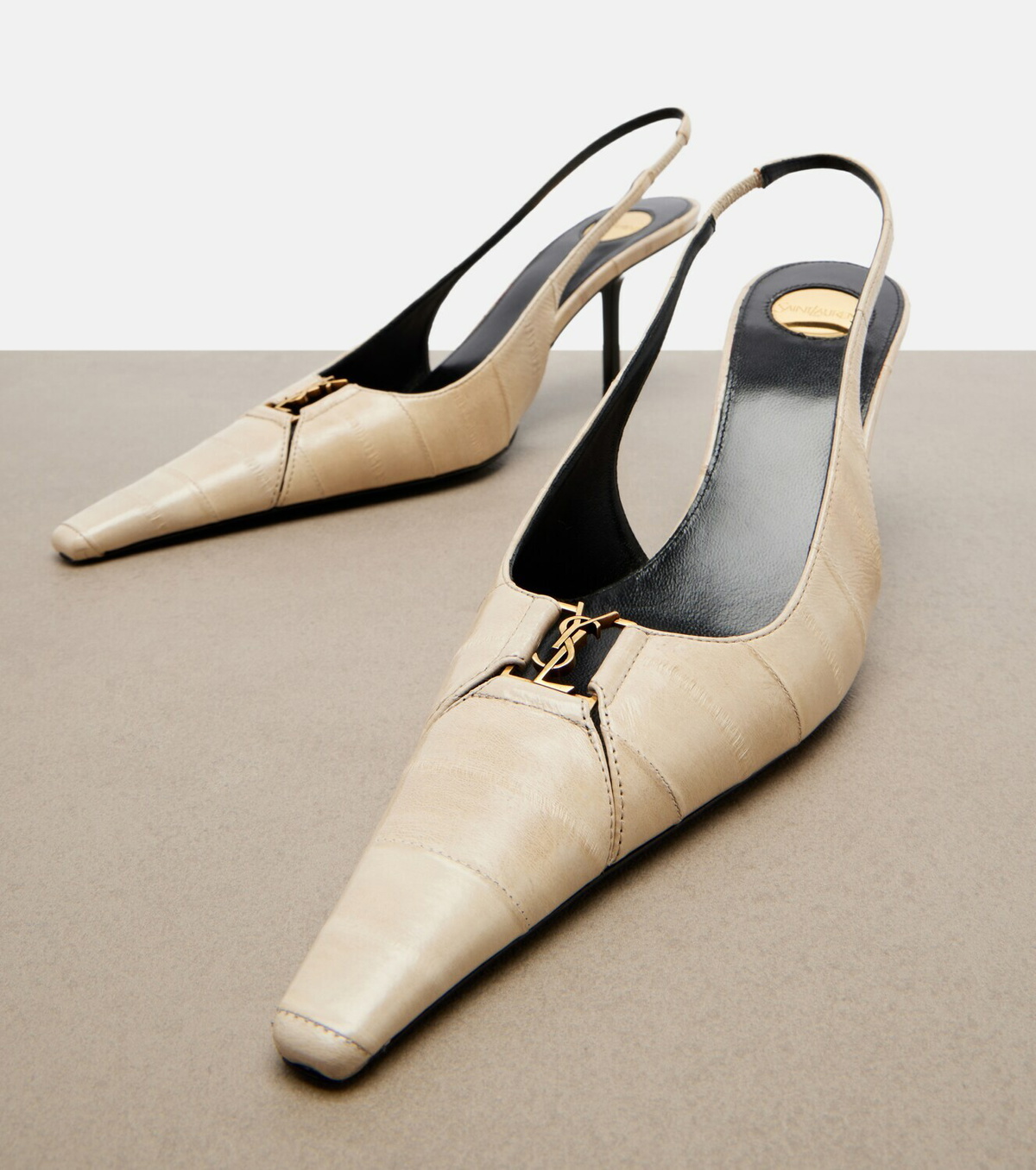 Saint Laurent Babylone eel leather slingback pumps