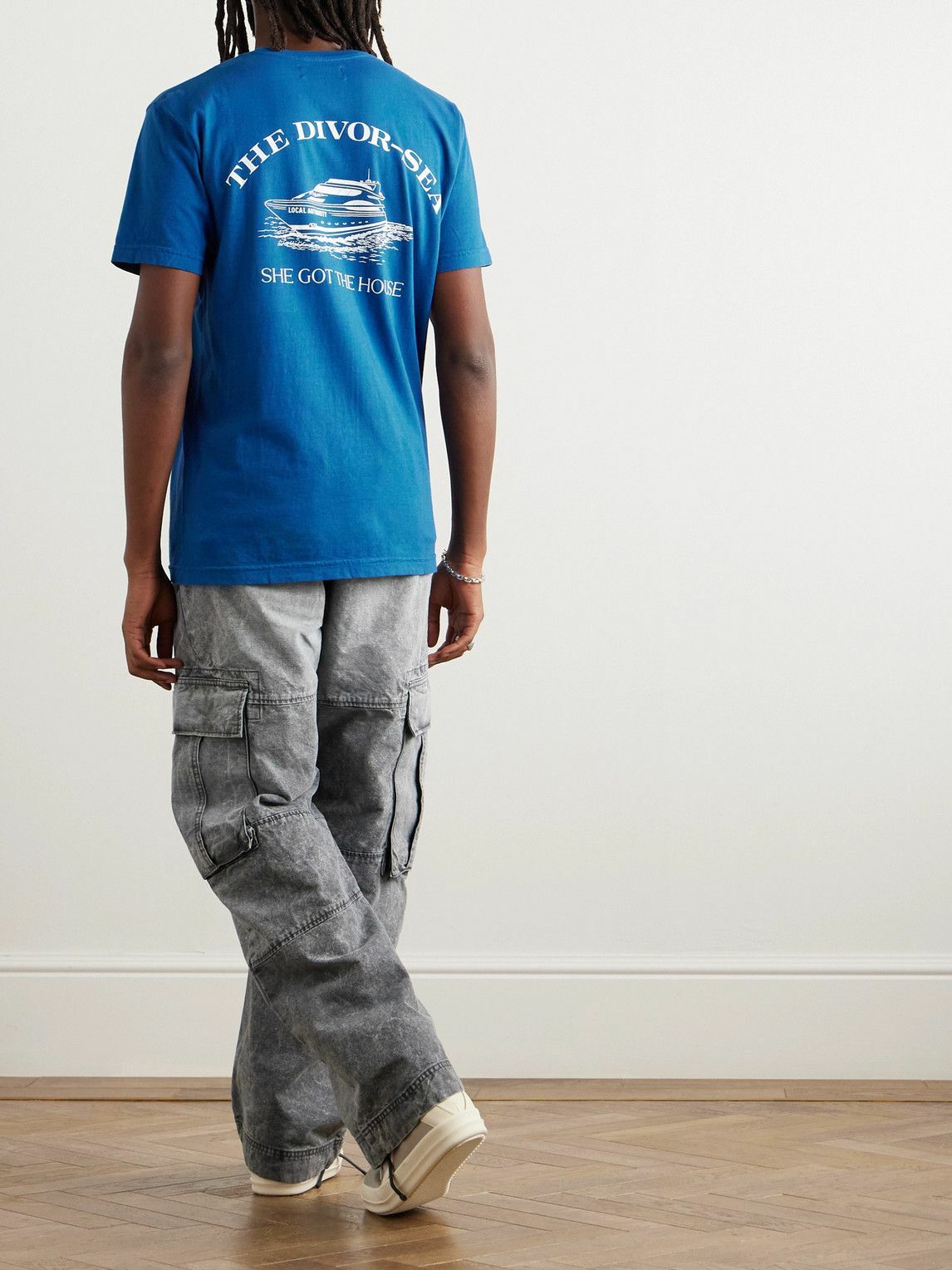 Local Authority LA - Divorsea Printed Cotton-Jersey T-Shirt - Blue