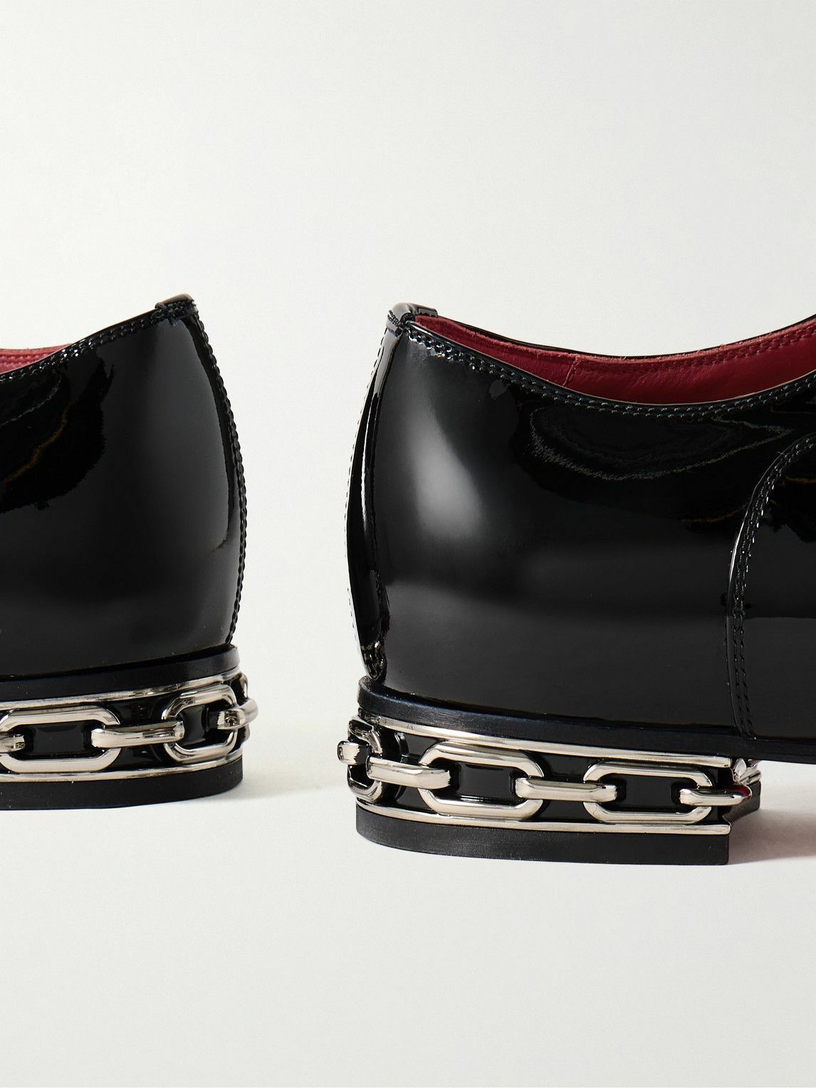 Christian Louboutin Black Patent Leather Slip-On Loafer with Silver Chain Heel Christian Louboutin Men main image 4