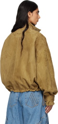 The Attico Tan Suede Bomber Jacket