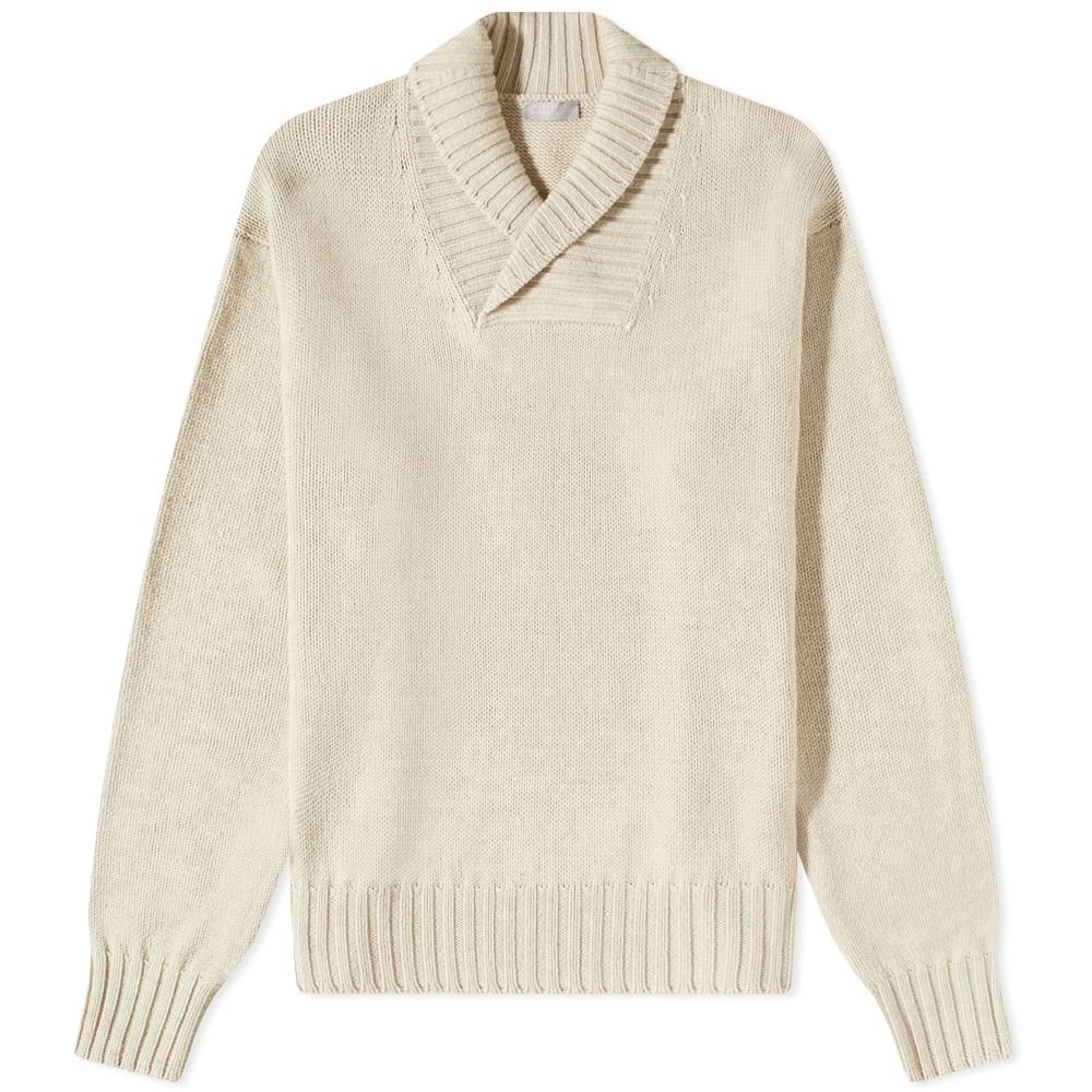 Photo: Margaret Howell Men's Chunky Shawl Collar Knit in Chalk