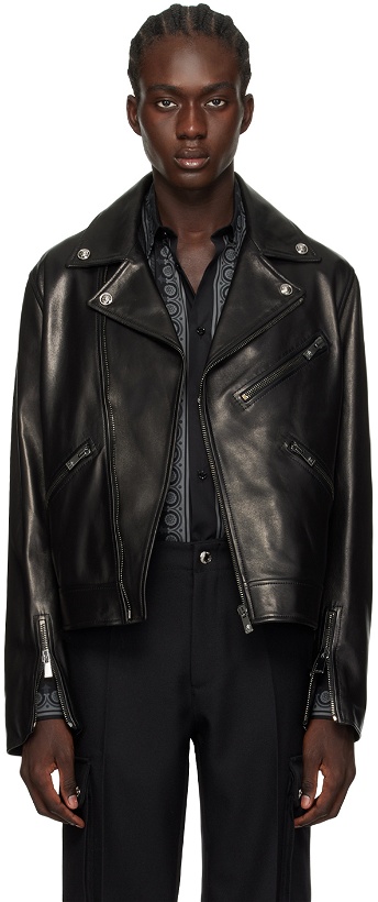 Photo: Versace Black Biker Leather Jacket