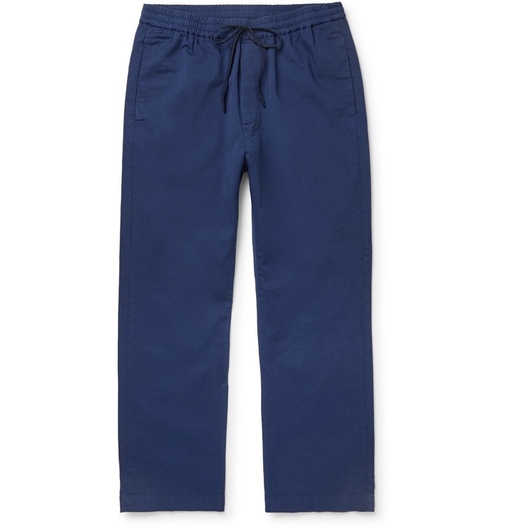 Photo: Barena - Tapered Cotton-Twill Drawstring Trousers - Blue