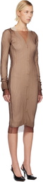 MM6 Maison Margiela Brown Layered Midi Dress
