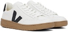 VEJA White & Black V-12 Leather Sneakers