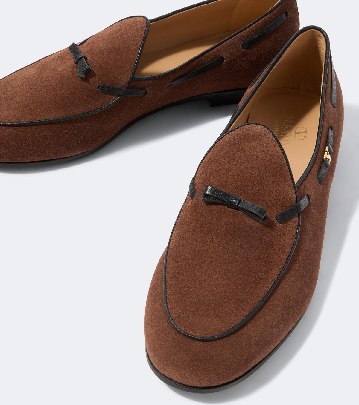 Valentino Garavani VLogo leather-trimmed suede loafers
