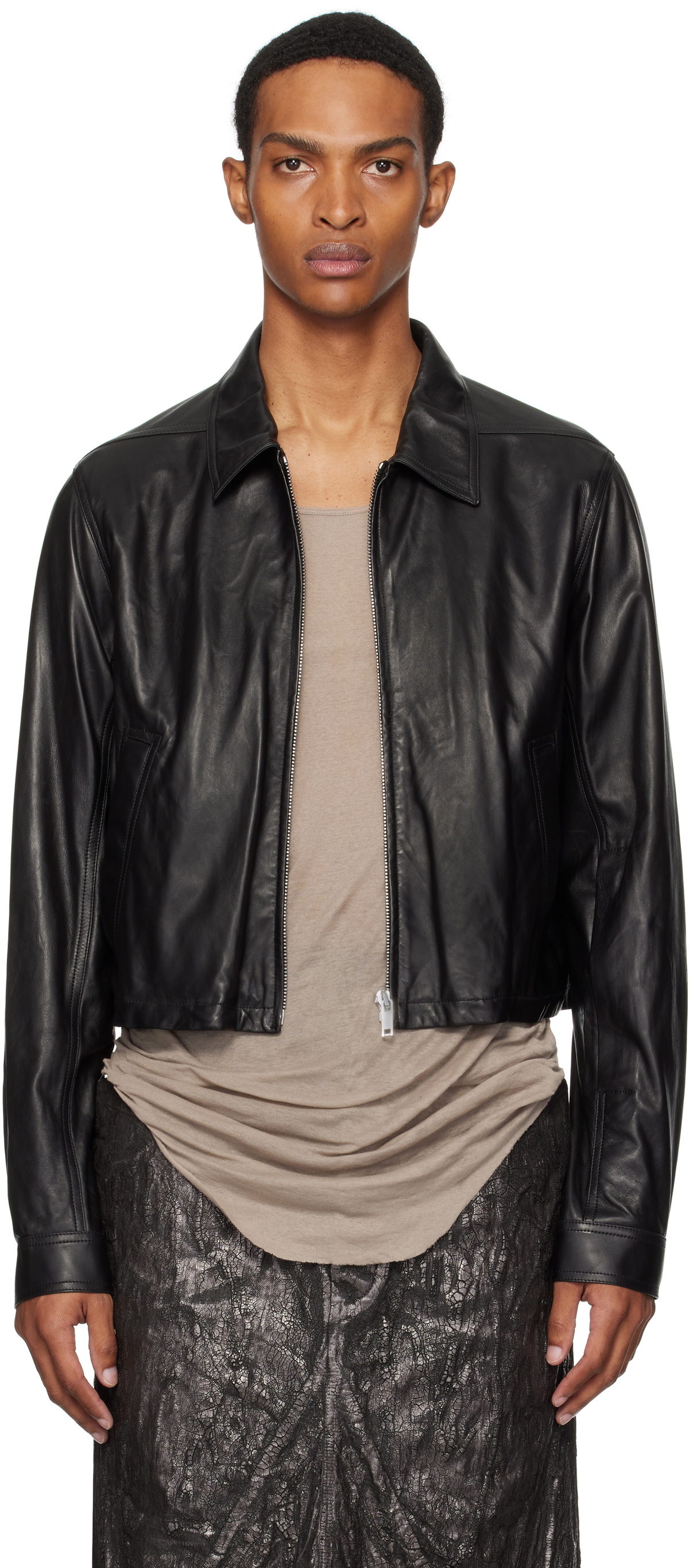Rick Owens Black Jumbo Tatlin Leather Jacket Rick Owens