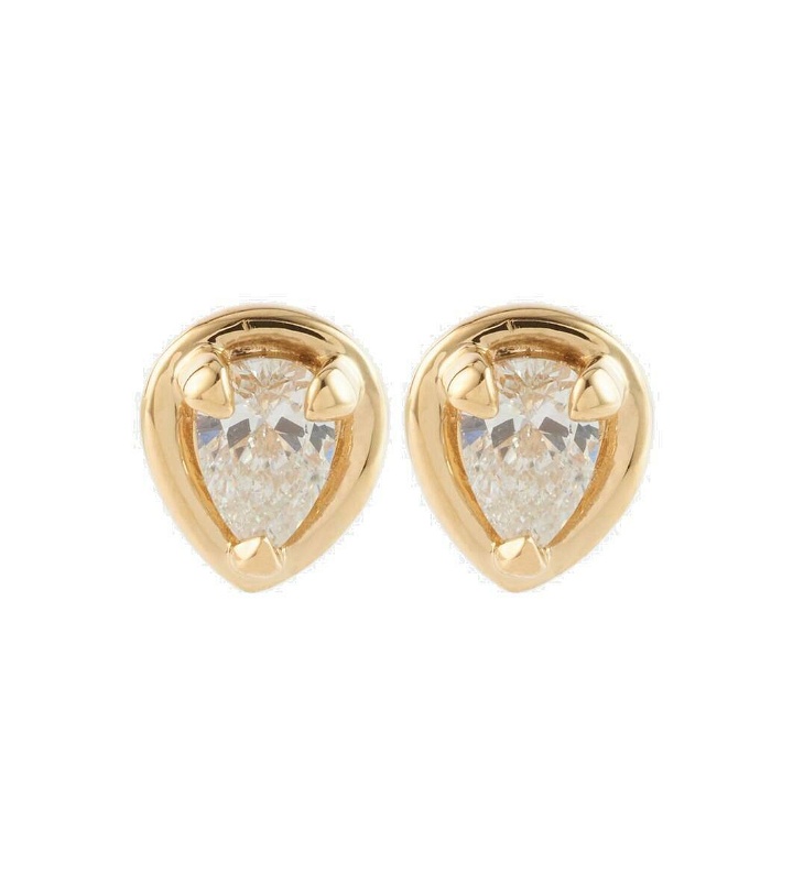 Photo: Stone and Strand Birthstone Bonbon 14kt gold earrings with diamonds