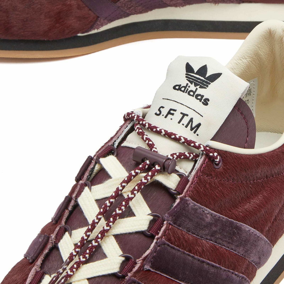 Adidas x STFM Country OG Sneaker in Maroon/Core Black/Cream