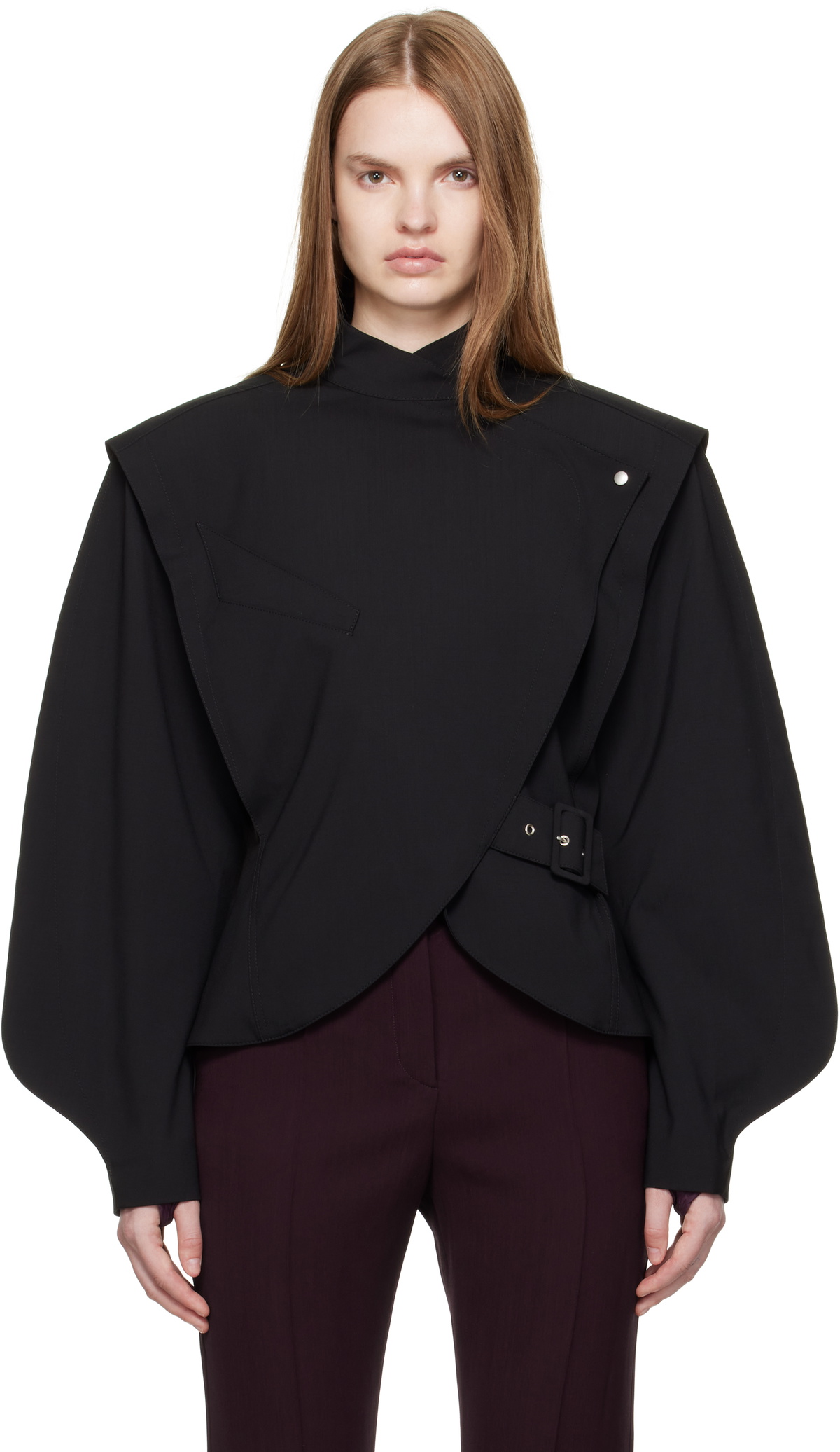 Mugler Black Asymmetric Officer Jacket