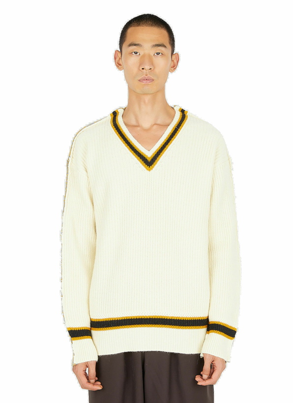 Photo: Contrast Knit Sweater in Cream