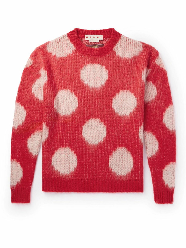 Photo: Marni - Polka-Dot Intarsia-Knit Sweater - Red