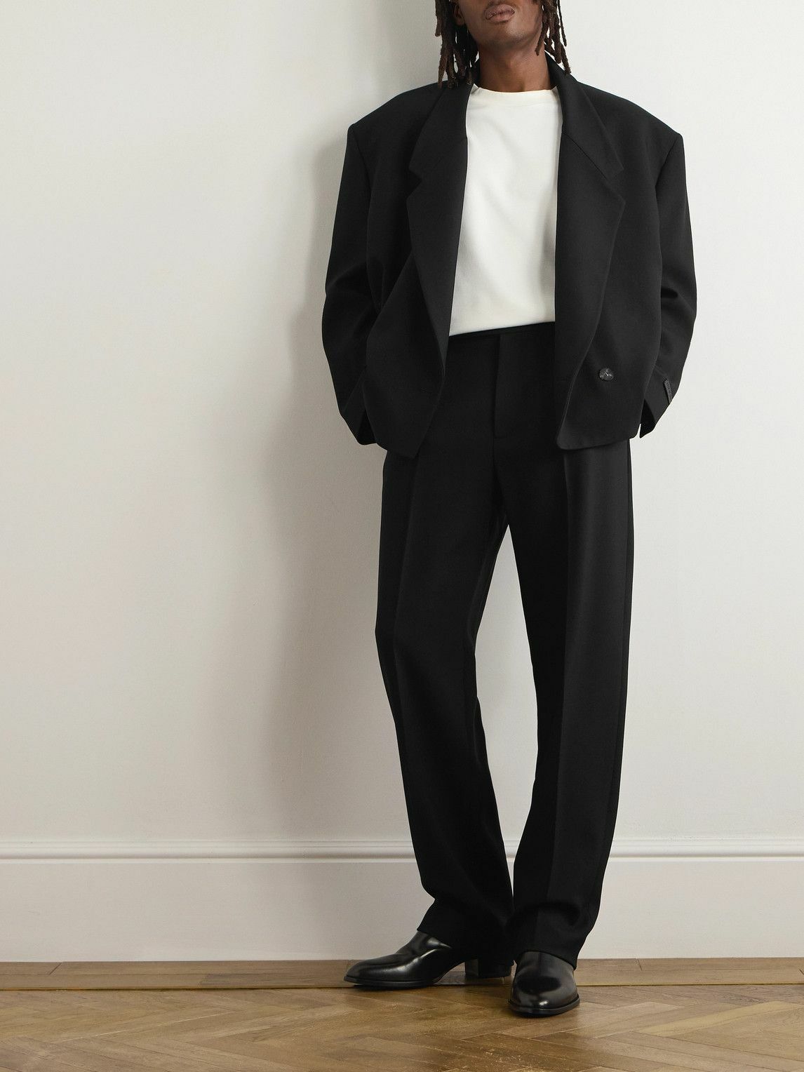 Fear of God - 8th Straight-Leg Pleated Wool-Gabardine Trousers - Black