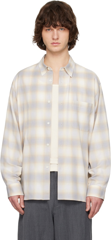 Photo: Solid Homme Yellow & Gray Wool Cotton Check Shirt