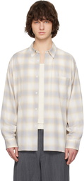 Solid Homme Yellow & Gray Wool Cotton Check Shirt