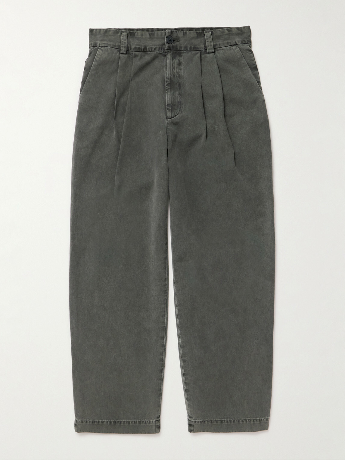 AGOLDE - Slater Tapered Pleated Cotton-Twill Trousers - Gray
