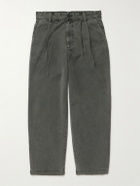 AGOLDE - Slater Tapered Pleated Cotton-Twill Trousers - Gray