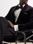 Mr P. - Shawl-Collar Checked Cotton-Velvet Tuxedo Jacket - Brown