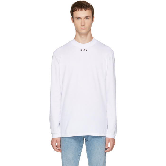 Photo: MSGM White Long Sleeve New Logo T-Shirt