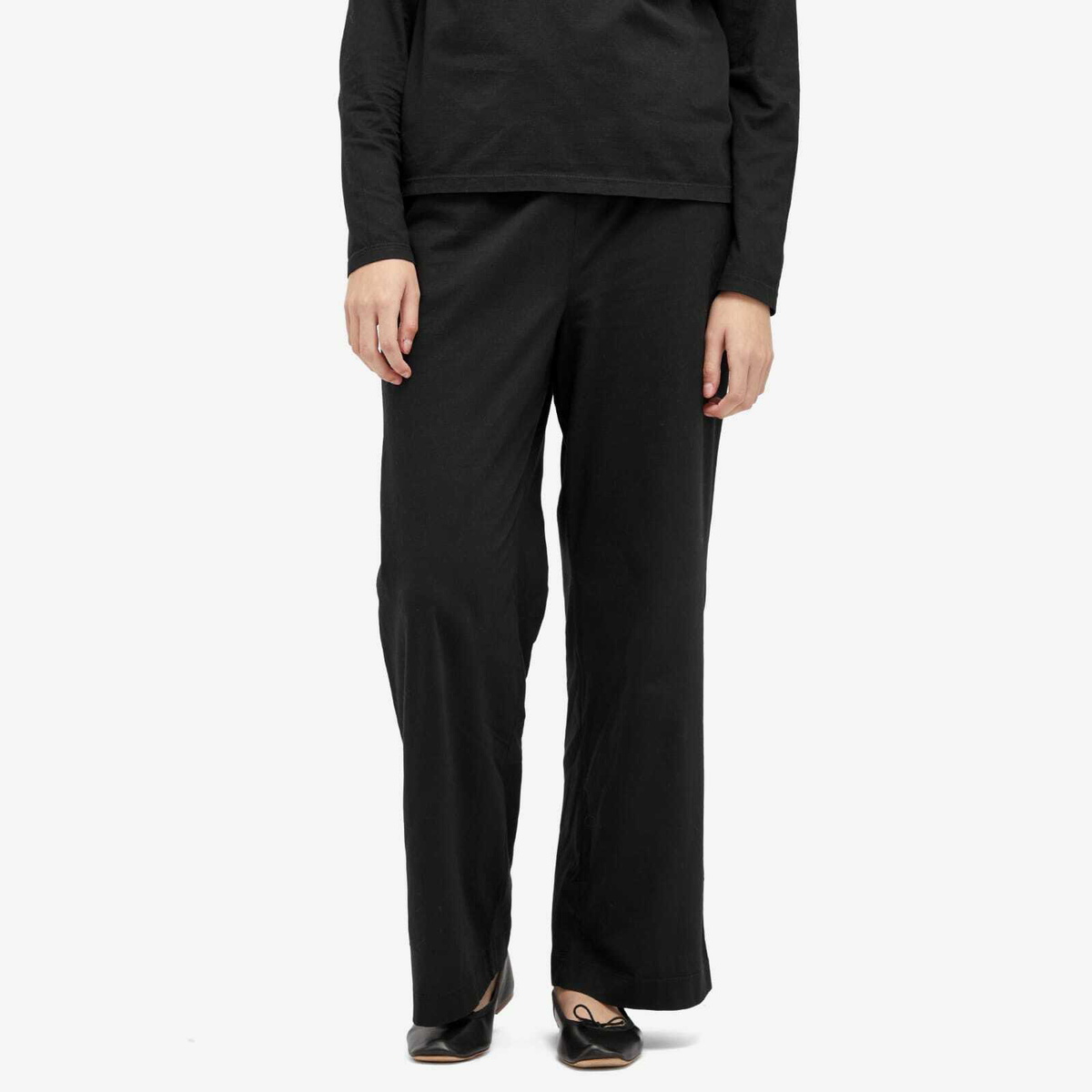 DONNI. Women's Jeresey Bow Simple Trousers in Jet