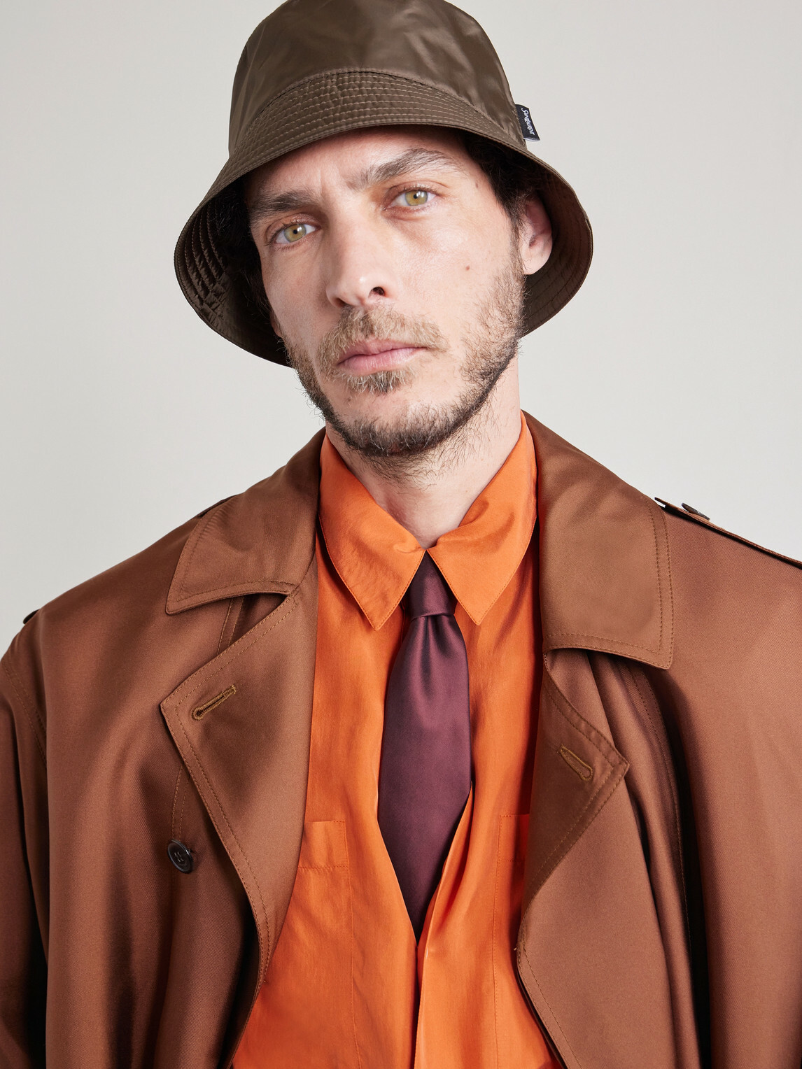 SAINT LAURENT - Recycled Shell Bucket Hat - Brown