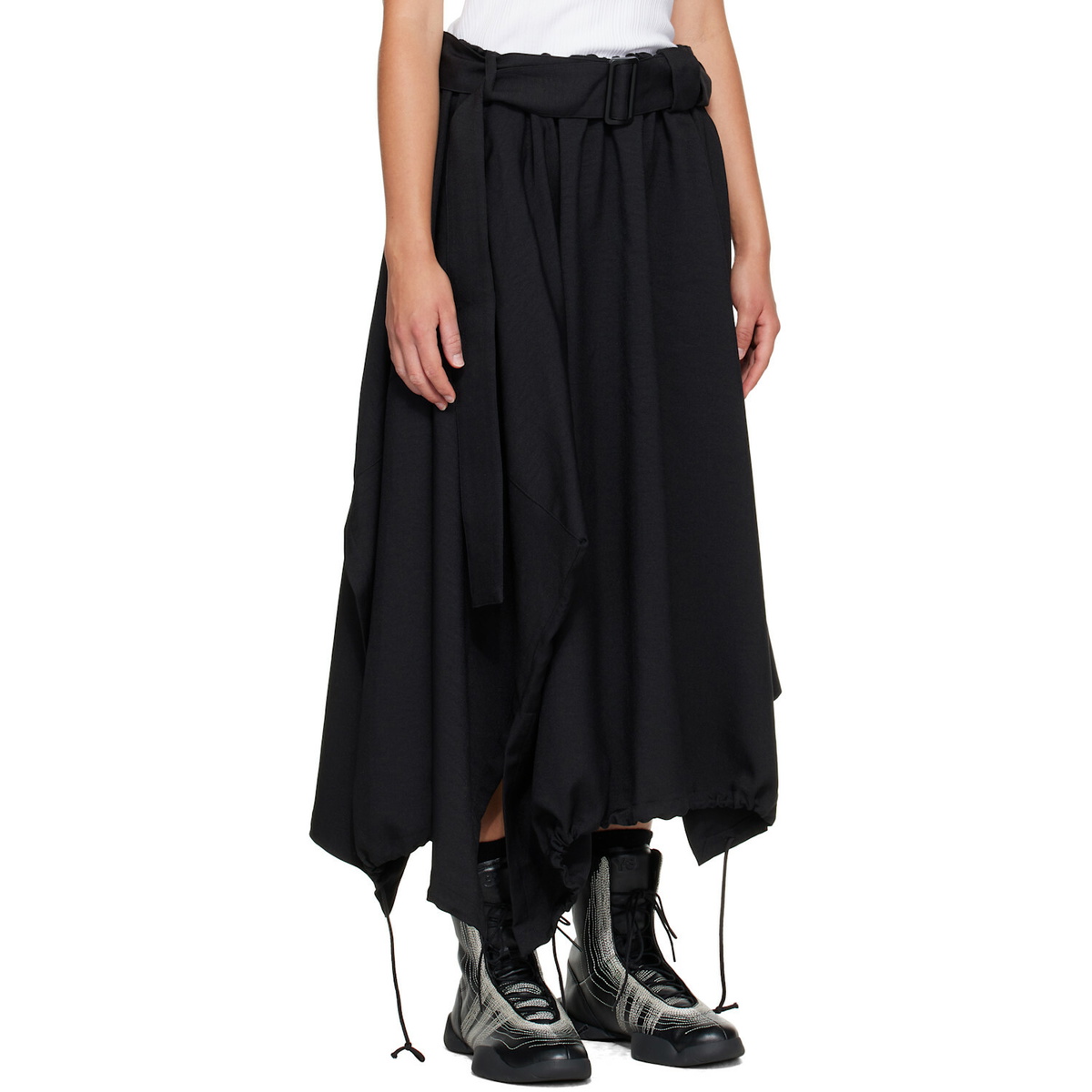 Y-3 Black Sport Uniform Adaptive Length Midi Skirt