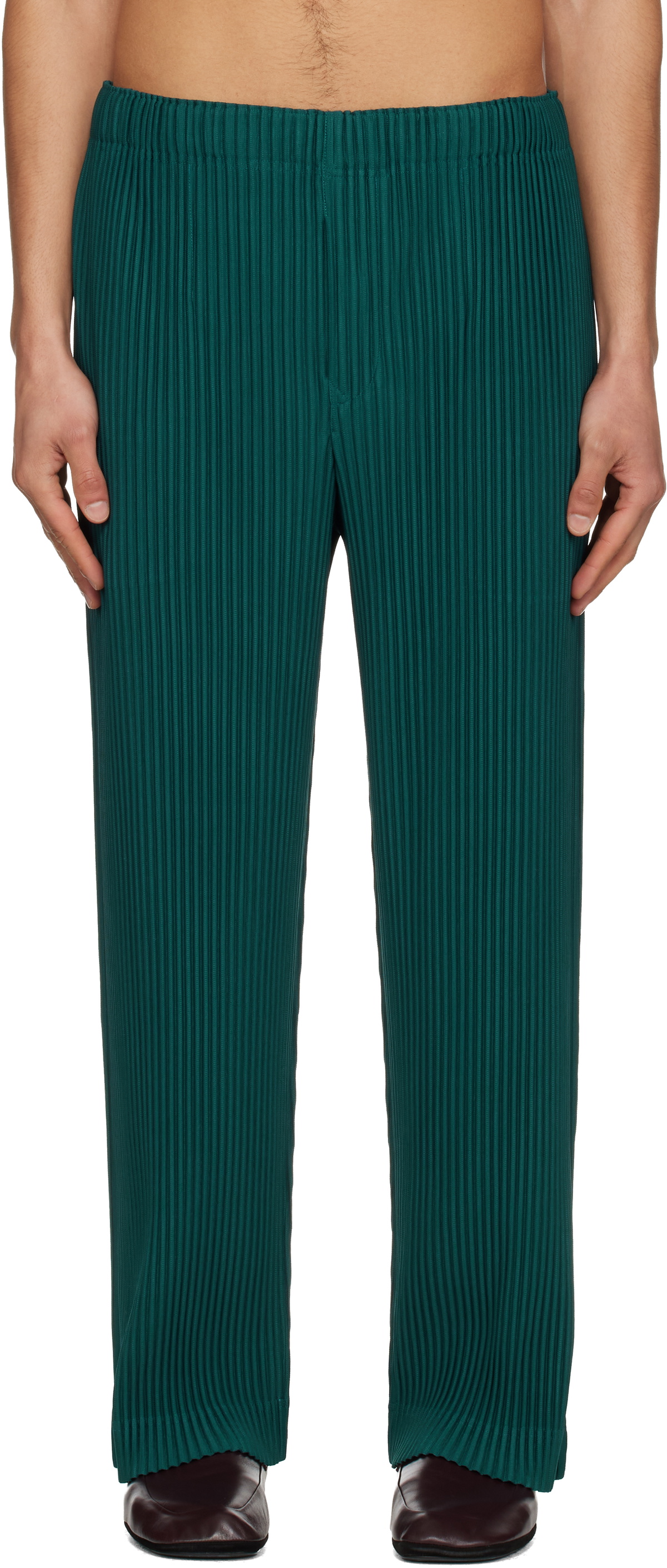 HOMME PLISSÉ ISSEY MIYAKE 蛍光グリーン プリーツパンツ HOMME PLISSÉ ISSEY MIYAKE Green Color Pleats 1 Trousers Homme