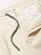 Brunello Cucinelli - Straight-Leg Pleated Linen Drawstring Suit Trousers - Neutrals