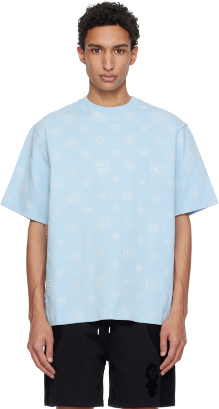 Photo: Casablanca Blue Applique Monogram Oversized Short Sleeve T‑shirt
