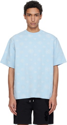Casablanca Blue Applique Monogram Oversized Short Sleeve T‑shirt