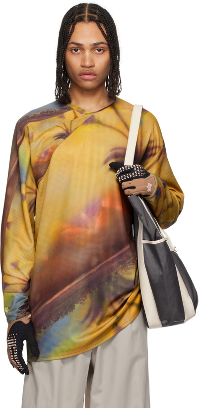 Photo: Kiko Kostadinov Yellow & Brown Fox Racing Edition Printed Tunic T-shirt