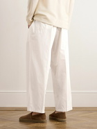 UMIT BENAN B - Straight-Leg Cotton-Poplin Drawstring Trousers - Neutrals