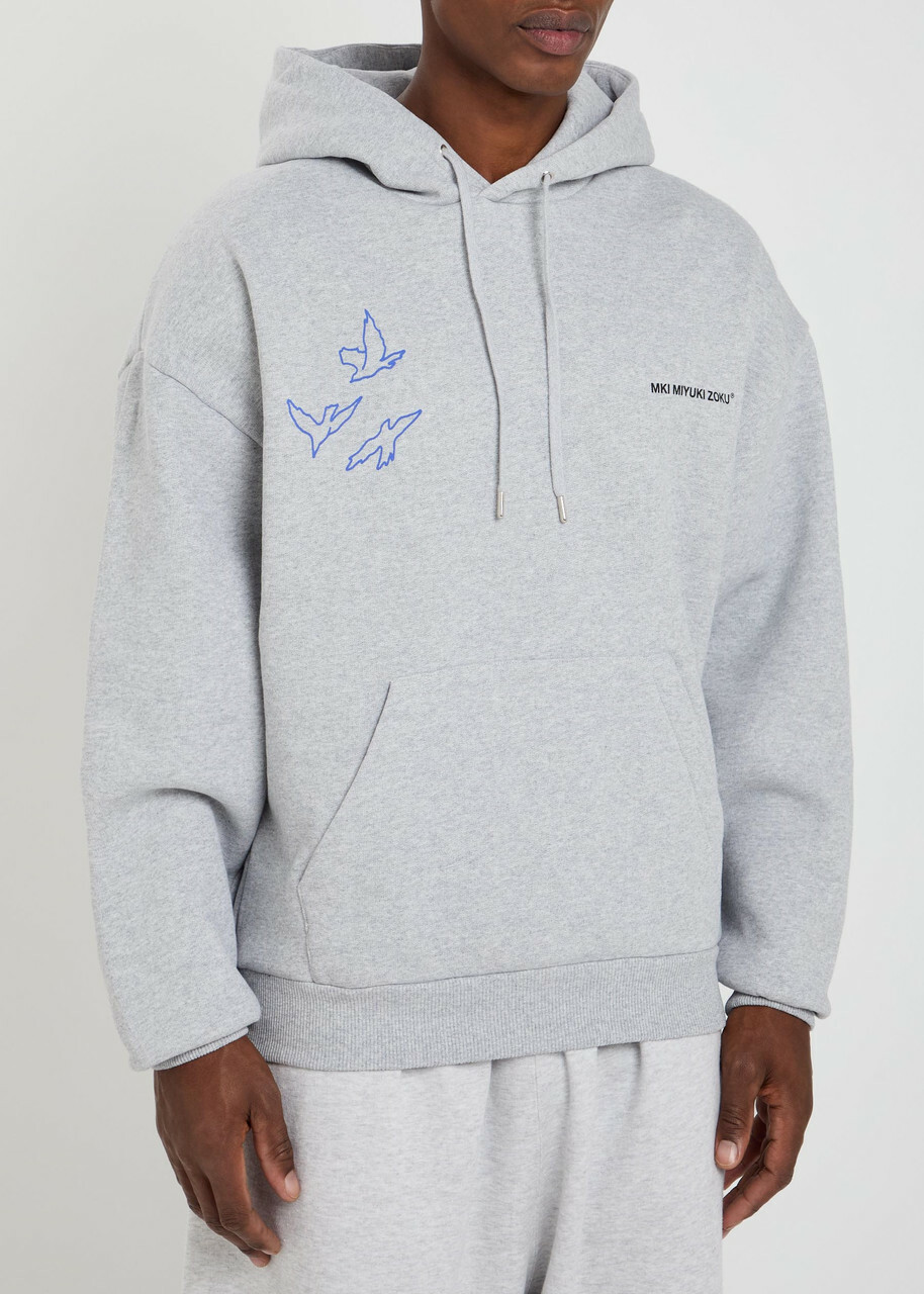 Mki Miyuki Zoku Flight Hooded Cotton-blend Sweatshirt Grey