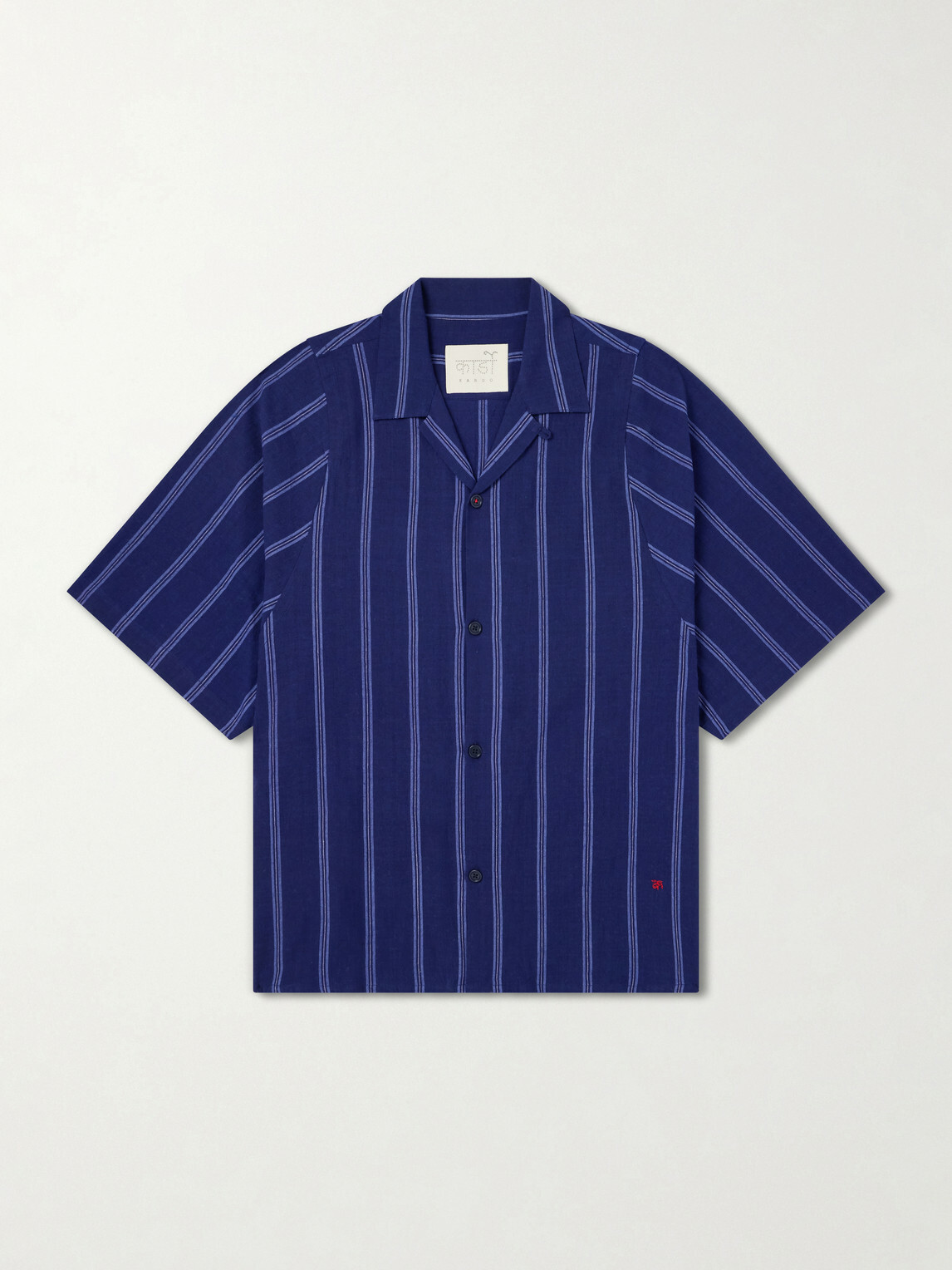 Kardo - Yusuke Camp-Collar Striped Cotton Shirt - Blue