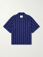 Kardo - Yusuke Camp-Collar Striped Cotton Shirt - Blue