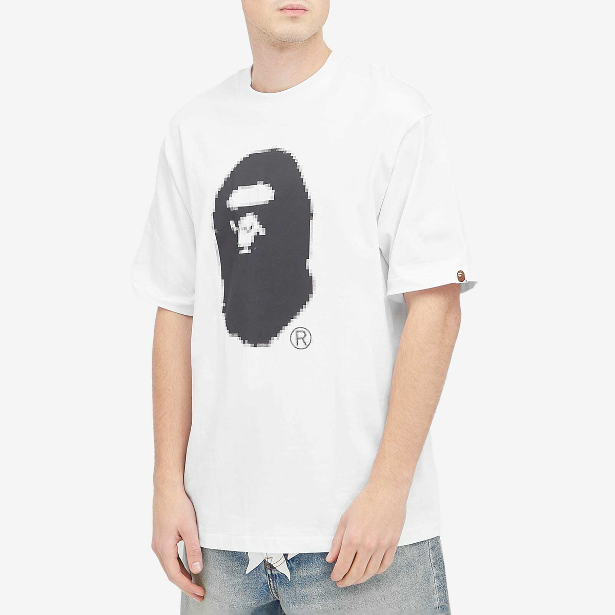 A Bathing Ape Men's Pixel Ape Head T-Shirt in White A Bathing Ape