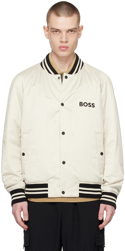 Photo: BOSS Off-White Stripes Insulated Bomber Jacket