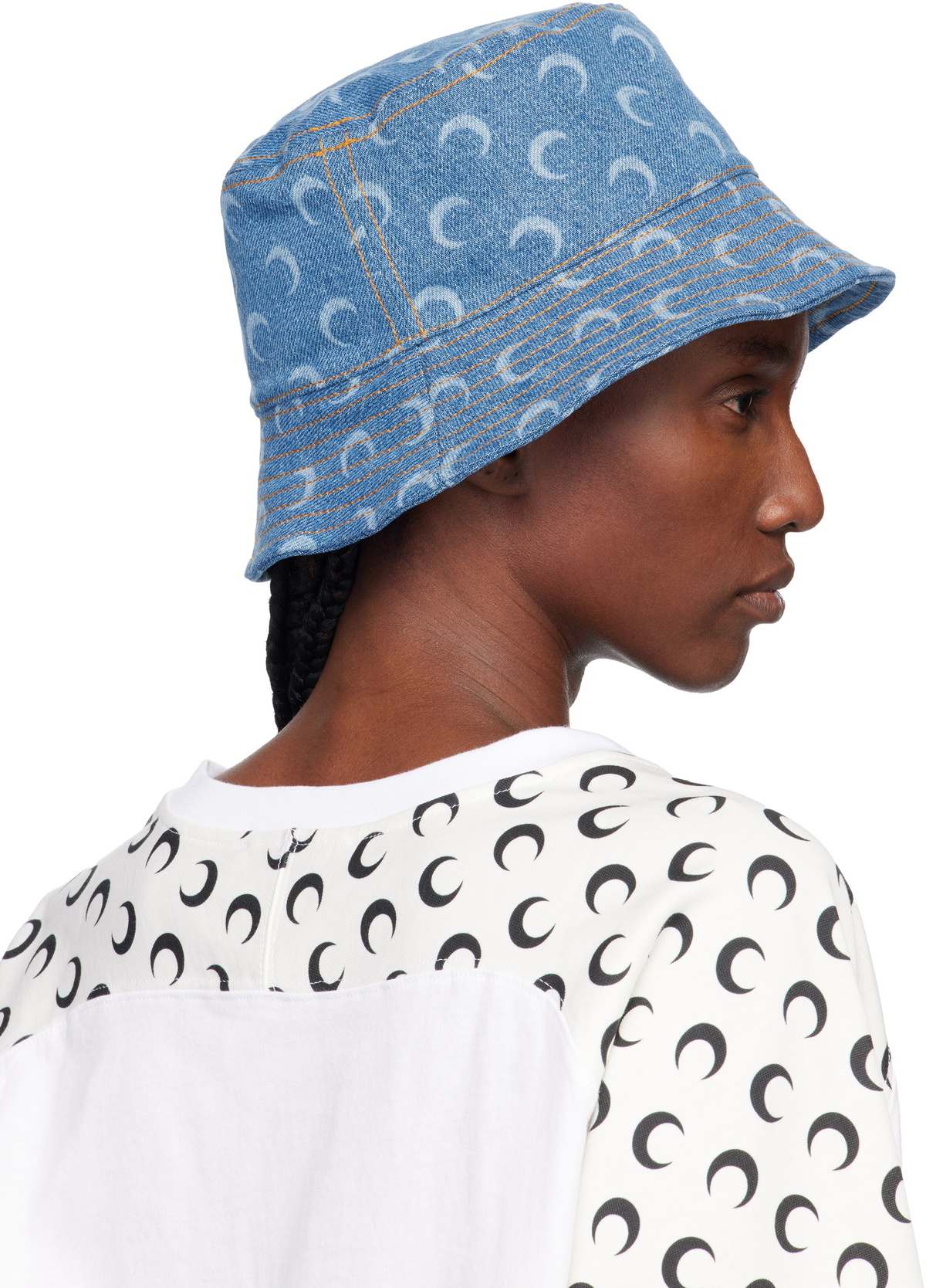 Marine Serre Blue Moon Laser Denim Bucket Hat