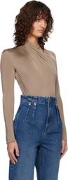 Mugler Brown Scarf Bodysuit