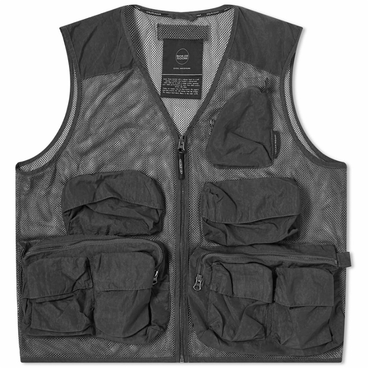 Photo: Boiler Room Men's Mesh Cargo Vest in Black