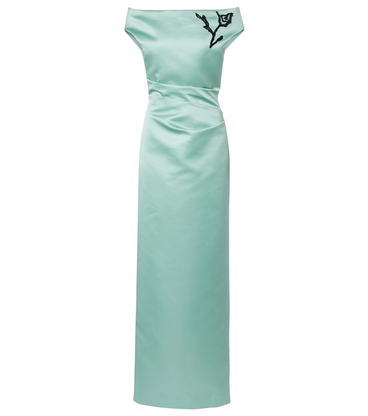 Photo: Erdem Floral off-shoulder duchesse satin gown