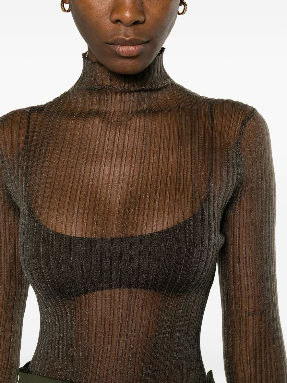 AISLING CAMPS Grey Modern Mist Sheer Long Sleeve Top