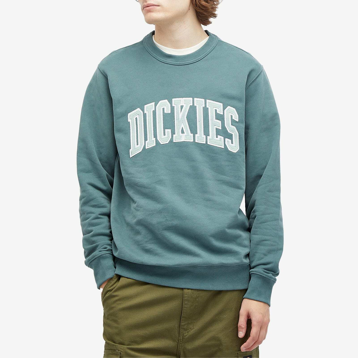 Dickies Men's Aitkin Sweatshirt in Lncn Grn/Srf Bl