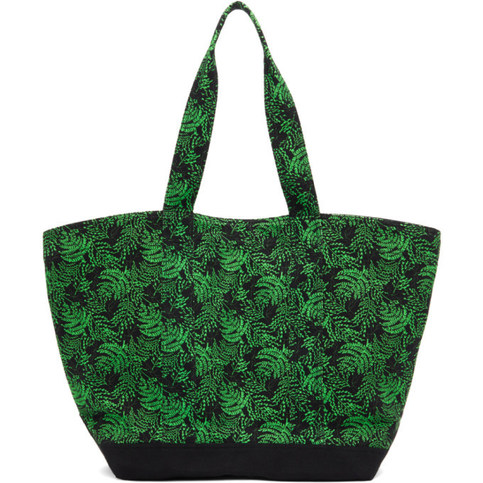 SSENSE WORKS SSENSE Exclusive Jeremy O. Harris Black and Green Cursive Text Tote