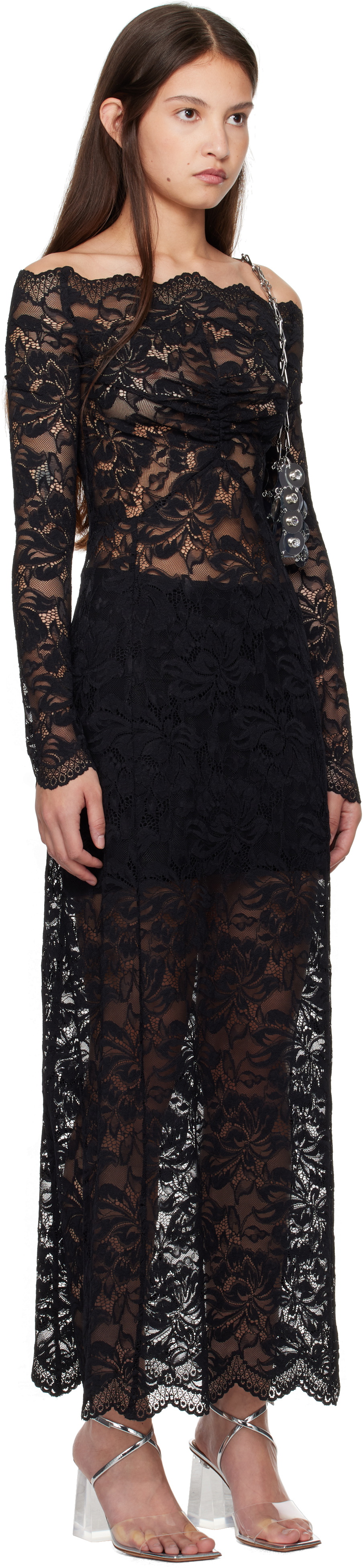 Rabanne Black Lace Maxi Dress Paco Rabanne