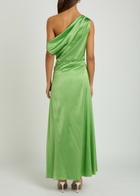 Staud Phare Draped Stretch-silk Maxi Dress Green