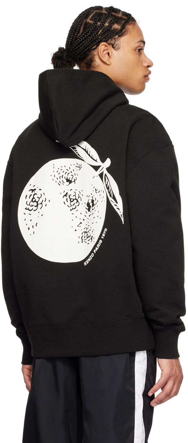 KENZO ブラック Paris フーディ パーカー FA55SW1654ME Kenzo Black Kenzo Paris Orange Hoodie Kenzo