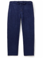 OAS - Straight-Leg Cotton-Terry Drawstring Trousers - Blue