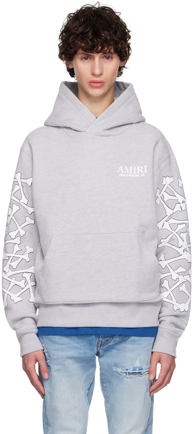 AMIRI Gray Bones Stacked Hoodie Amiri